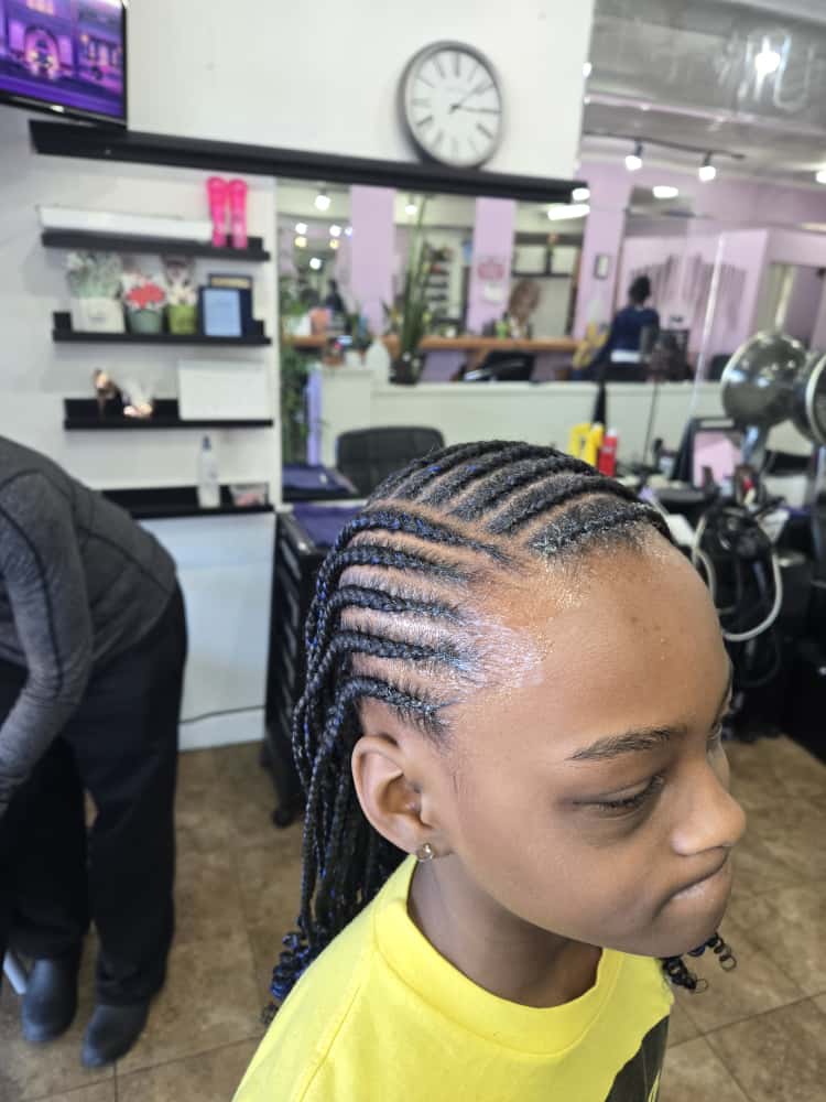 Kids' cornrows by Akwaba Hair Braiding
